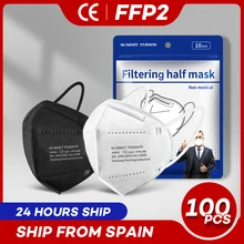 Masque de protection facial FFP2, Anti-poussière, taux de Filtration efficace de 100 ou plus, KN95, livraison depuis l'espagne, Certification CE, 99.6% pièces