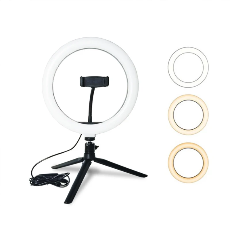 Светодиодный кольцевой светильник для селфи камеры телефон студийный штатив Стенд Фото Видео с регулируемой яркостью в режиме реального макияжа камера