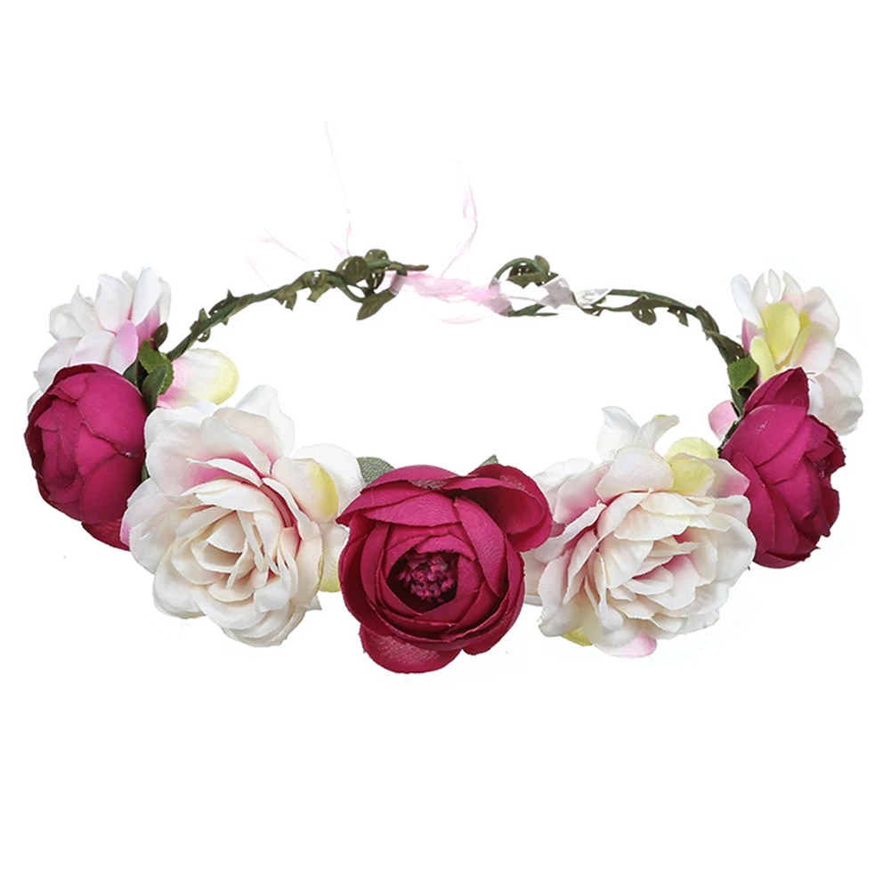Rose Pink Свадебные головные аксессуары ткань Регулируемый венок вечерние повязка на голову с О-образным вырезом жемчужное фотографии элегантный фестиваль искусственная Роза цветок - Цвет: Rose Pink