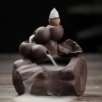 

Creative Buddhism Incense Burner Buddha Bullet Blackflow Incense Cones Burner Smoke Ceramic Censer Assuaging and Calming 60