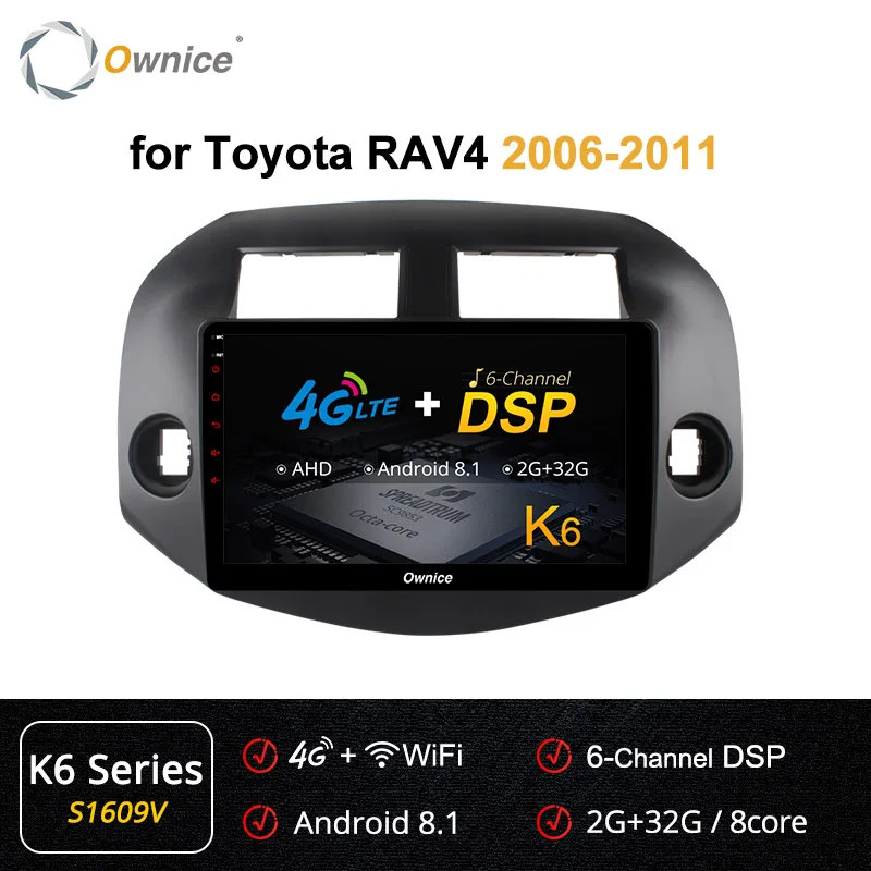 Ownice K3 K5 K6 Android 9,0 Octa Core 360 панорама DSP 4G автомобиля радио плеер стерео gps для TOYOTA RAV4 2007 2008 2009 2010 2011 - Цвет: S1609 K6 Series