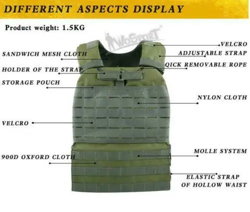 900D Ткань Оксфорд Охота тактический Molle плиты Перевозчик жилет эластичный поясной ремень