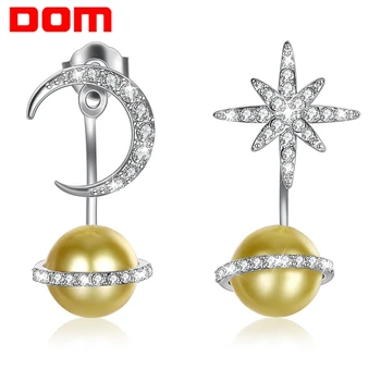 

DOM Women Earrings 100% 925 Sterling Silver Twinkling Moon & Star Earrings with Pearl Women Fashion JewelryEarrings SVE331