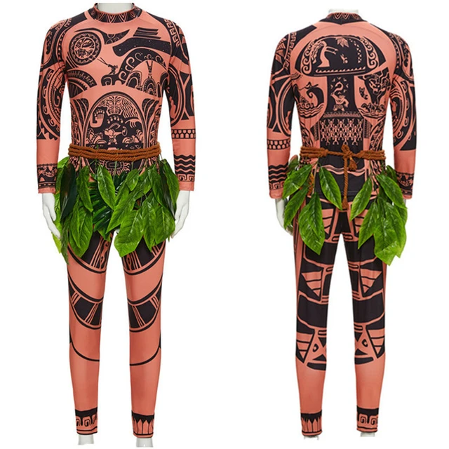 Fantasia de moana maui com camiseta e calça, cosplay para adulto e criança,  festa de dia das bruxas - AliExpress