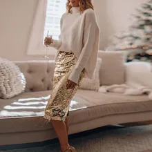 Женские шикарные юбки, женские повседневные расшитые блестками, высокая талия, бахрома на сумку на юбку, бедра, юбка для вечеринки# g30