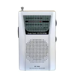 Radio de bolsillo con antena telescópica, Radio Mini AM/FM de 2 bandas, receptor mundial con altavoz, auriculares de 3,5mm, Radio portátil