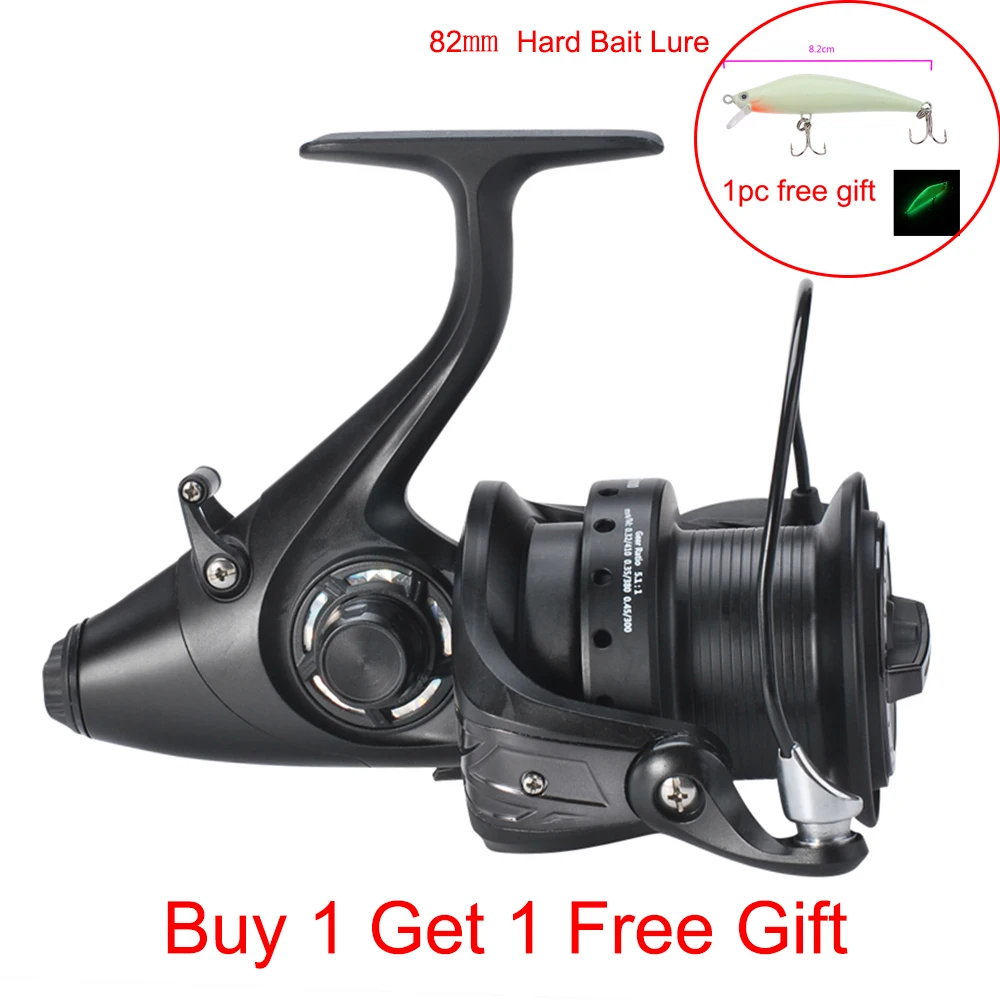 12+1 BB Double Drag Carp Fishing Reel Spinning w/Front and Rear Left Right Interchangeable Wheels for Saltwater Freshwater | Спорт и