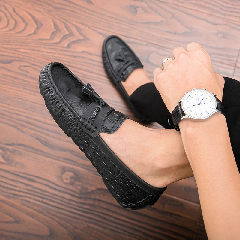 

Лоферы мужские кожаные, крокодиловый узор, повседневная обувь для вождения, брендовые, мокасины