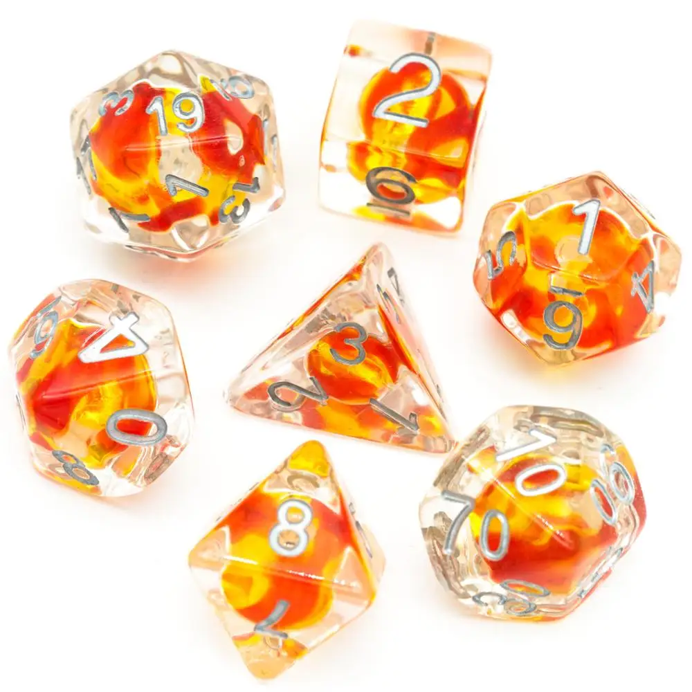 7 шт./компл. стеклянные бусины игральные кости DND D & D4 D6 D8 D10 % D12 D20 многогранные игры