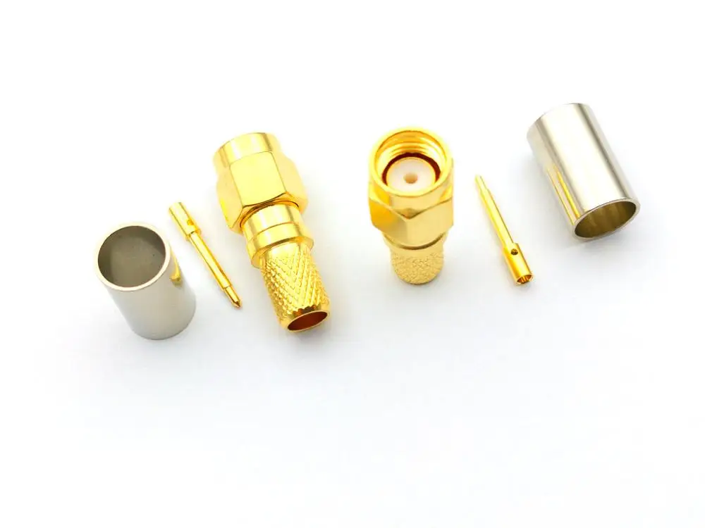 100pcs brass SMA Male Crimp for RG8X RG-8X LMR240 Coaxial Coax Cable adapter