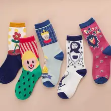 Модные хлопковые цветные женские носки без пятки с рисунками из мультфильмов Jumping Sugar