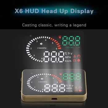

HUD X6 Car Head Up Display GPS obd OBDII Diagnostic Tool Projector Digital Speedometer Car Speed Security Alarm