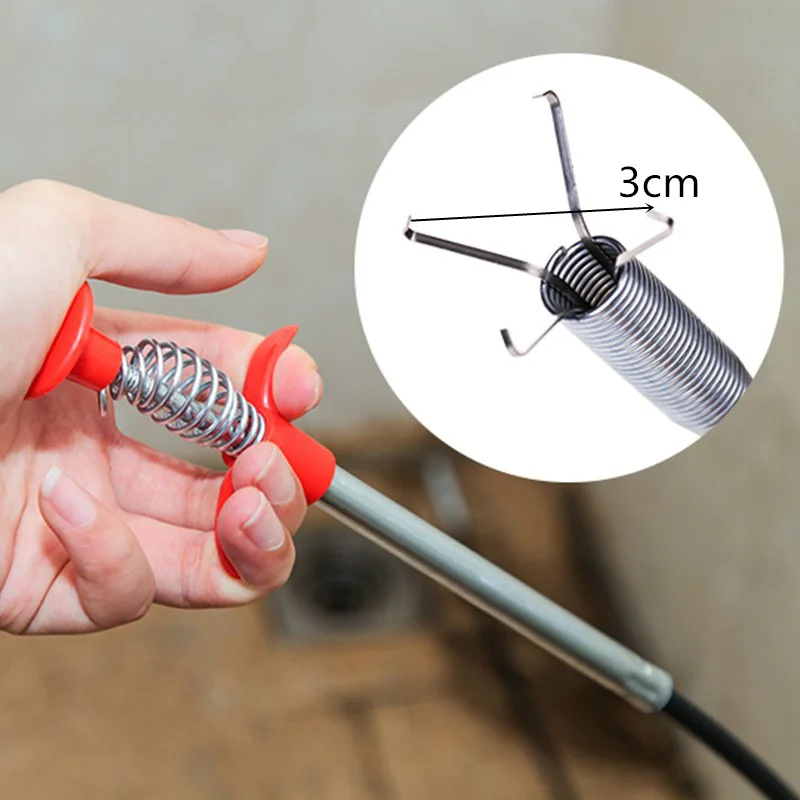 850 * 5 * 5mm MXECO Flexible Hand-Pinch Pressable Sewer Picker Picker Sewer Garbage Clip Dredge Spring Pipe Dredging Tool Silver 