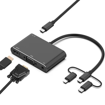 

VGA HDMI Adapter Cable for IPhone 11 Pro Max XS XR 6 7 8 for Huawei P20 P30 Samsung S8 S9 S10 IOS Type C Android To TV Bluetooth