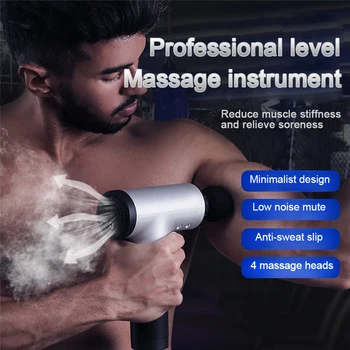 

Muscle Massage Gun Sport Therapy Massager Body Relaxation Pain Relief Slimming Shaping Massager 4 Heads With Bag