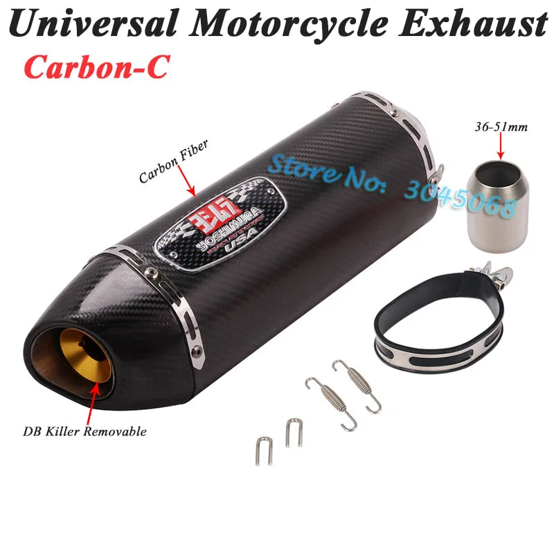 Мото rcycle Yoshimura выхлопная труба Escape модифицированный мото карбоновый глушитель Универсальный дБ убийца для ниндзя 400 MT-09 TRK 502 BWS 125 R6 - Цвет: Carbon-C