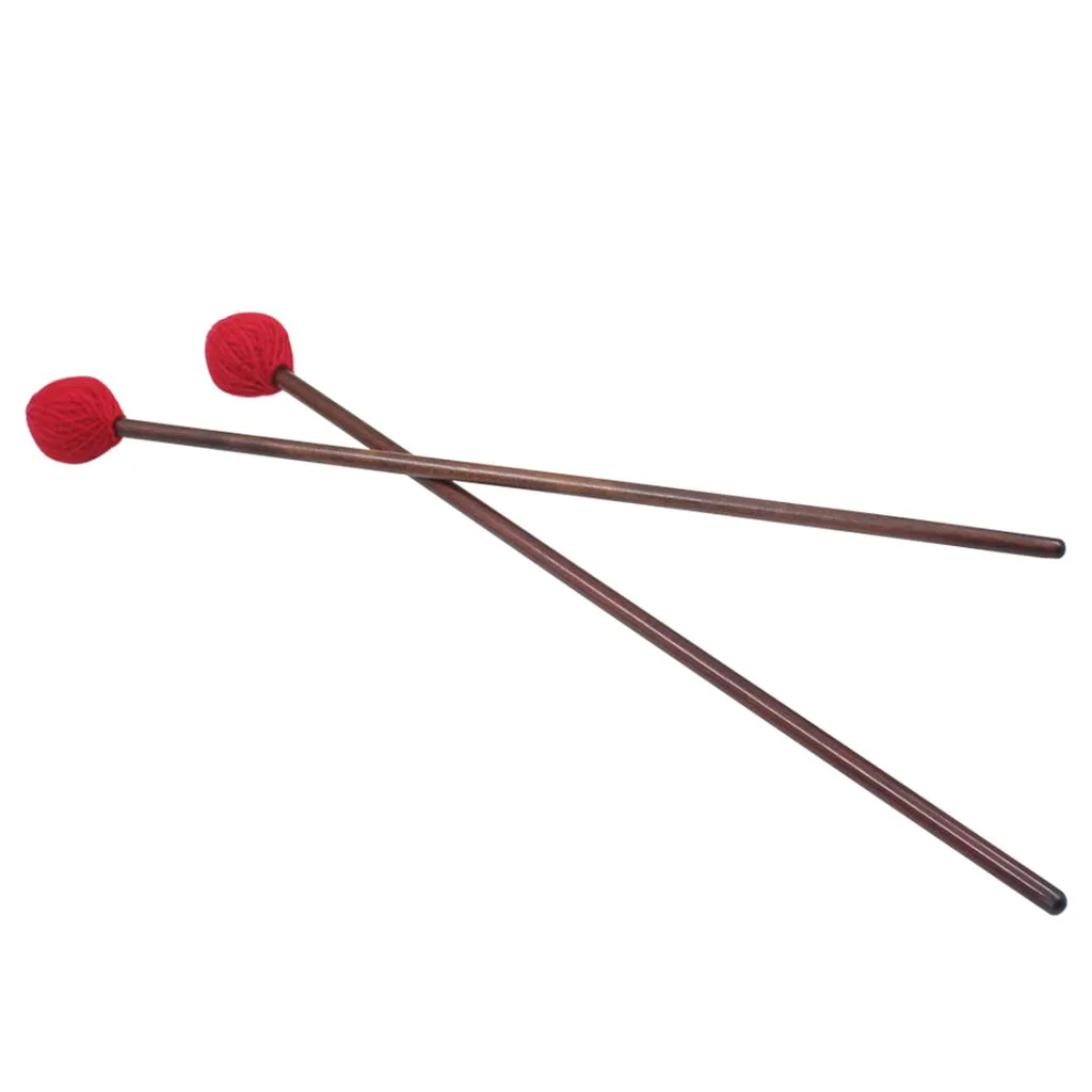 Средний Marimba Mallets-красная пряжа голова Твердые Мягкие кленовые ручки 425 мм длиной