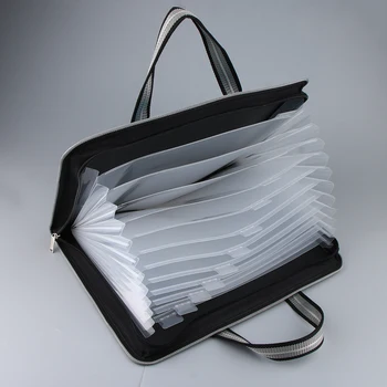 

Portable Expanding File Folder Bag A4 Letter Organizer 13 Pockets with Zipper