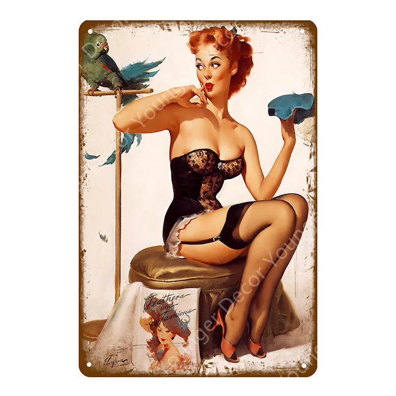 Европа Pin Up девушка плакат металлические жестяные вывески Винтаж Настенный декор живопись бар паб кафе магазин домашний декор сексуальная леди табличка YI-141 - Цвет: YD6752AI