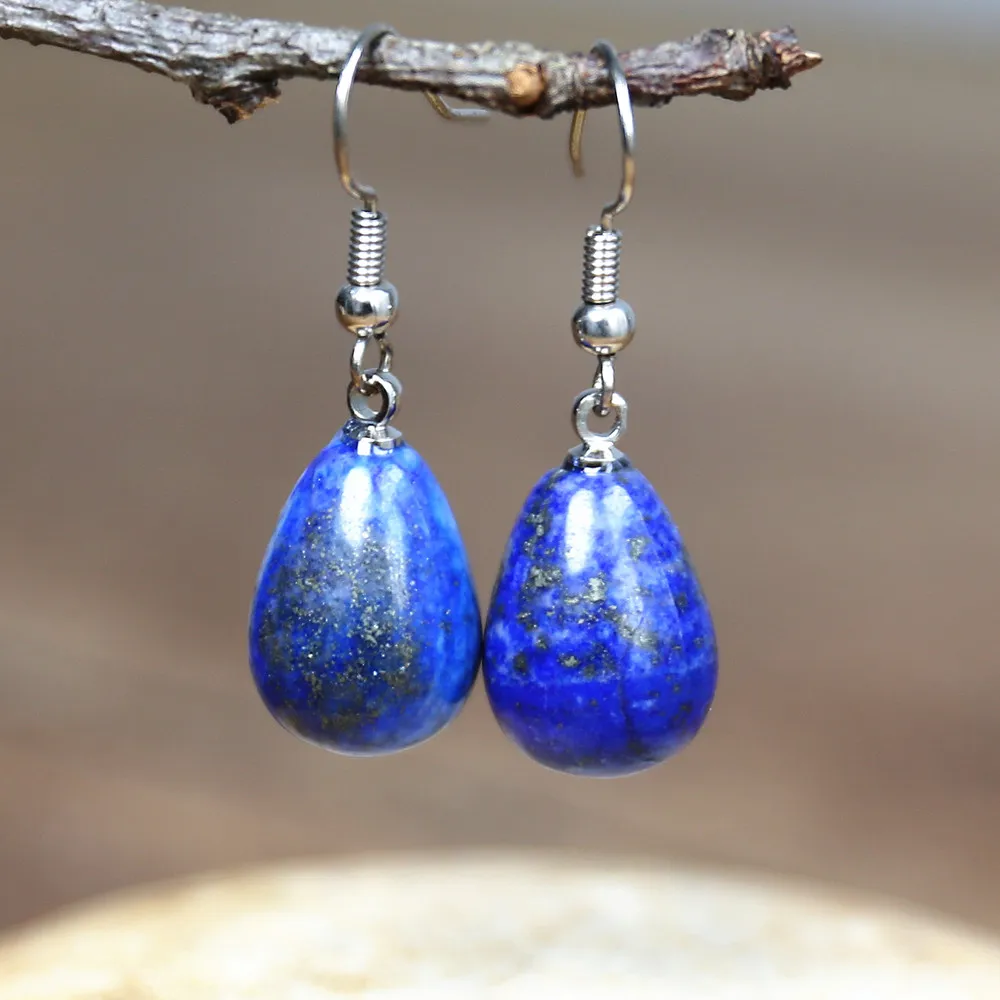 Женские серьги с натуральным камнем Lapis Lazuli модные капли элегантные длинные