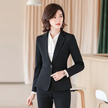 

Professional Women Work Pant Suit Two Piece Sets Blazers Jackets And Pants Office Lady Business Career Interview Work Wear Set