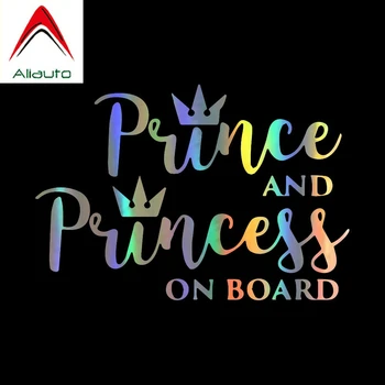 

Aliauto Safety Sign Car Sticker Prince and Princess on Board Automobiles Decoration Fashion Cartoon Vinyl Decal,15cm*10cm