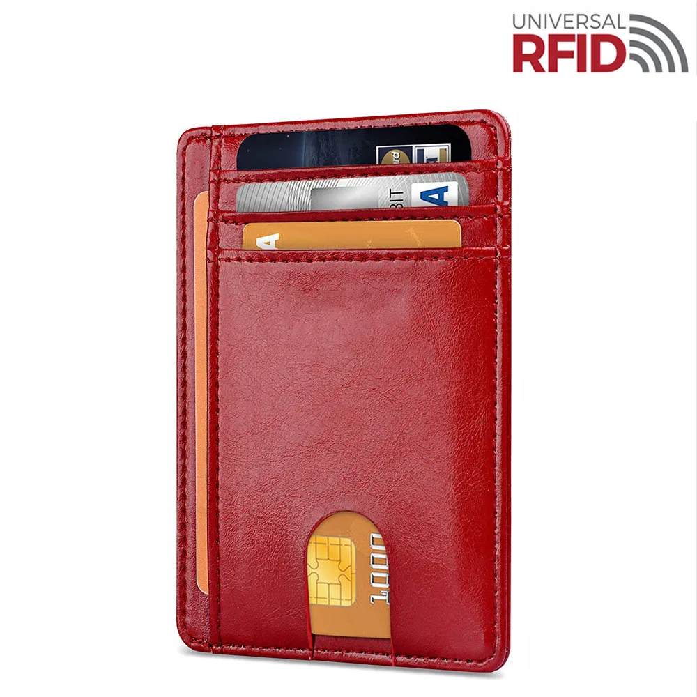 RFID блокирующий кошелек из натуральной кожи, кредитный ID держатель для карт 8 карт, кошелек, чехол для денег для мужчин и женщин, тонкий портативный держатель для карт - Цвет: C6