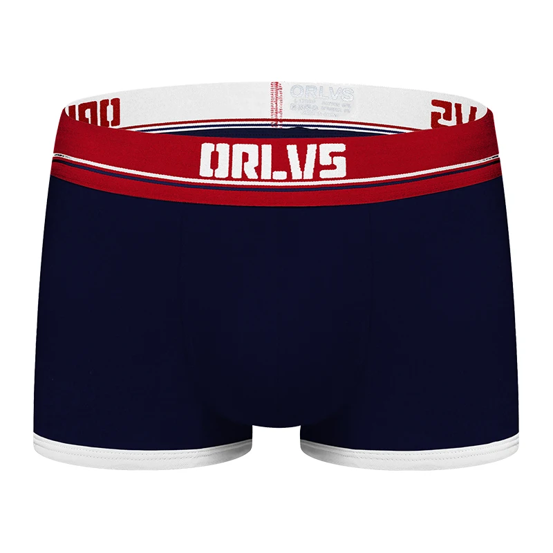 ORLVS Брендовые мужские боксеры, нижнее белье, Cueca Tanga, дышащие удобные трусы, хлопковые боксеры, шорты, быстросохнущие мужские трусы - Цвет: OR198-navyblue