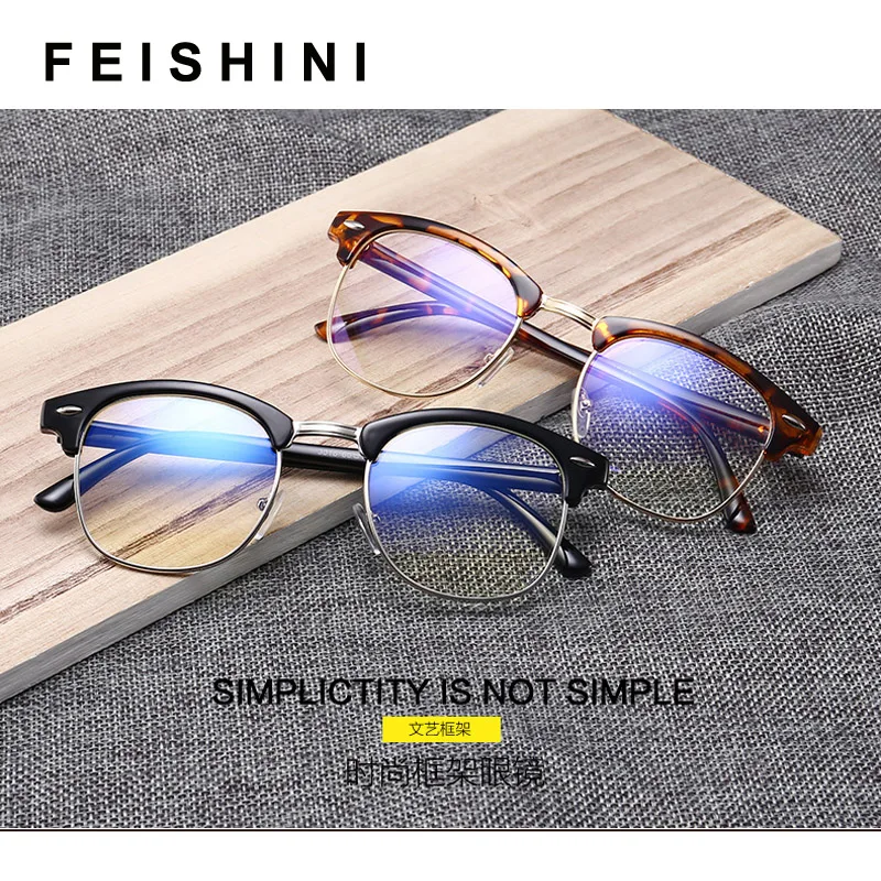 

Feishini Anti Blue Light Blocking Filter Reduces Digital Strain Clear Regular Computer Gaming Eye Glasses Women Improve Comfort