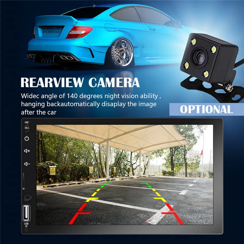 

2 DIN Car radio Mirror Link (for Android phones) capacitive touch screen 7" MP5 Bluetooth USB TF FM Camera Multimedia Player