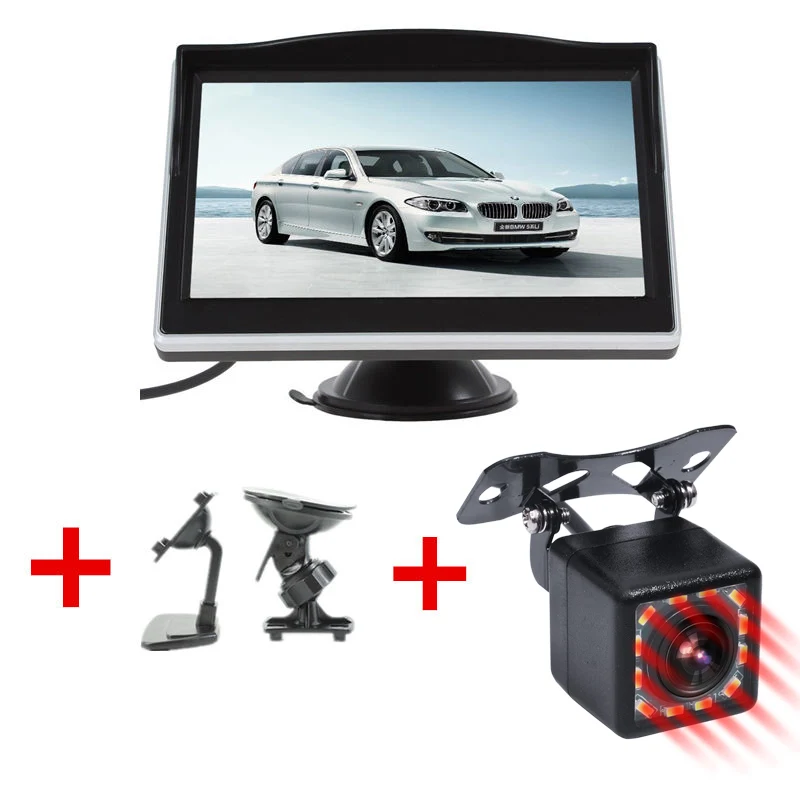 Monitor-12 infrared GSPSCN парковочная система 2 в 1 TFT " HD Автомобильный монитор с 170 градусов Водонепроницаемая Автомобильная инфракрасная камера заднего вида+ кронштейн - Цвет: Monitor-12 infrared