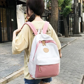 

Female Student Campus Preppy Style Backpack Nylon Backpack Small Fresh Travel Bag Simple Wild Patchwork Backpack New 2019