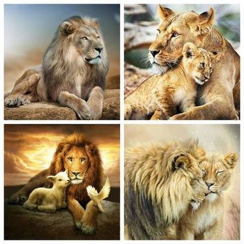 

Huacan 5D Diamond Painting Lion Full Square DIY Diamond Embroidery Animal Art Decorations Home