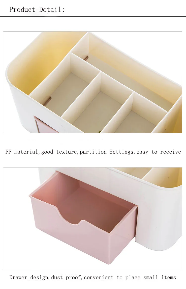 Простая пластиковая многофункциональная коробка для хранения ювелирных изделий, Настольная коробка для макияжа с маленьким ящиком для хранения стола