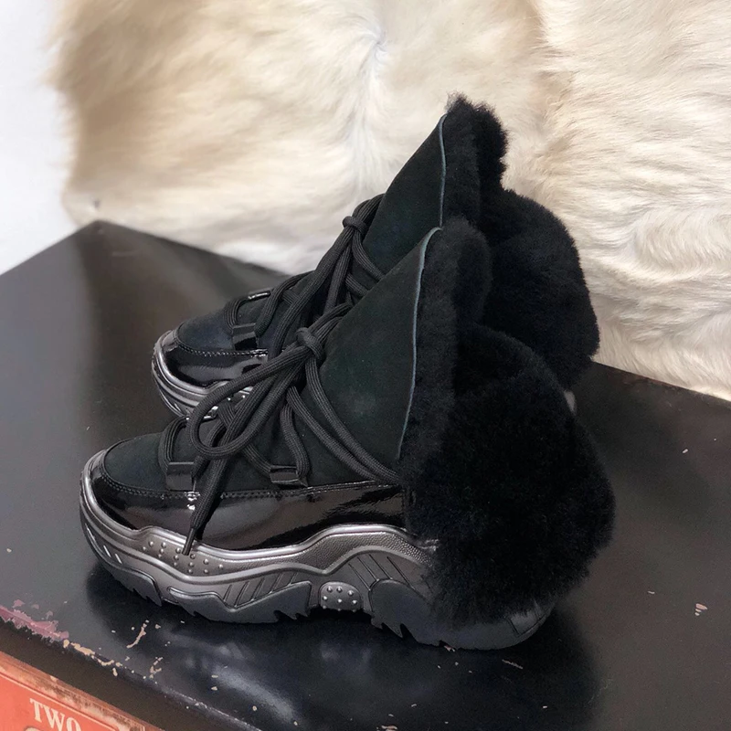 Fashion 2020 Natural Wool Shoes Women Real Sheepskin Women's Winter Woman Snow Boots Genuine Sheepskin Women Boots Women Shoes