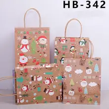  1pc Kraft Paper Merry Christmas Gift Bags Xmas Tree Snowflake Pattern Candy Box New Year Kids Favors Packaging Handbag 