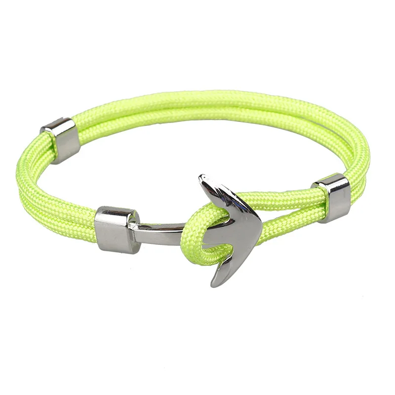 

New Fashion Bracelets Men Charm 550 Survival Rope Chain Paracord Bracelet Anchor Male Wrap Metal Sport Sliver Hooks SL076