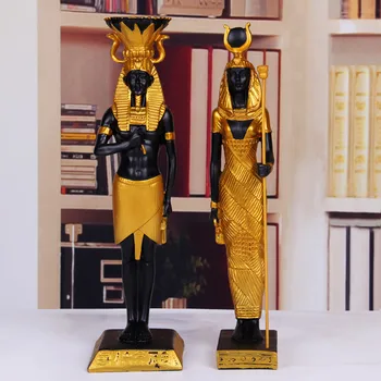 

2pcs/set Ancient Egypt God Pharaoh God of War Statue Resin Crafts Cleopatra Art Sculpture Home Desktop Decoration Souvenir R2915