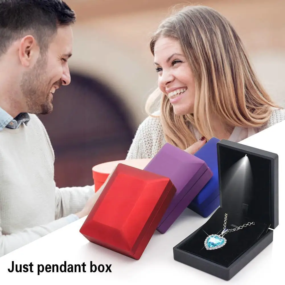Led anel caixa de presente iluminado jóias pingente colar noivado aniversário casamento novo festival decoração exibição armazenamento