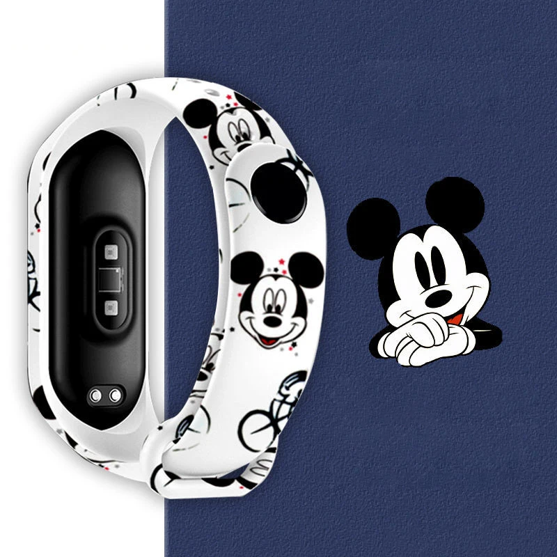 Correa suave de Mickey para Xiaomi Mi Band 5, 4, 3 pulseras del silicón de NFC, repuesto de pulsera para Xiaomi Mi Band 4, correa de TPU