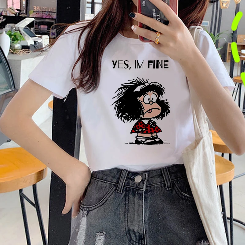 vertegenwoordiger verdwijnen Hover Vrouwen T shirt Mafalda Cartoon Fashion Print T shirt Dames Casual Harajuku  Grafische T shirt Korte Mouw Kawaii T shirt Vrouwelijke|T-shirts| -  AliExpress