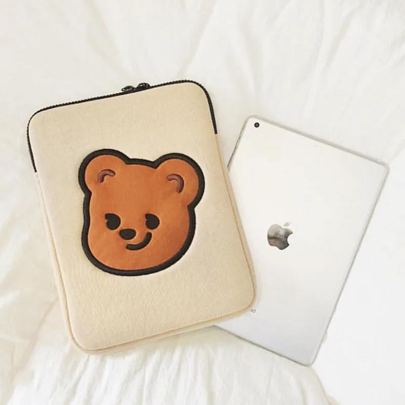 

Sleeve for iPad pro 9.7 10.2 11 inch 13 inch Cartoon Bear Pattern Tablet Bag Fashion Dust Drop iPad Bag Ins New Style Pouch