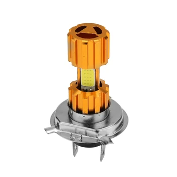 

Hot H4 COB Car Motorcycle Electrombile High Bright LED Headlight Bulbs Golden Three Faces Glowing Light Bulb Modification