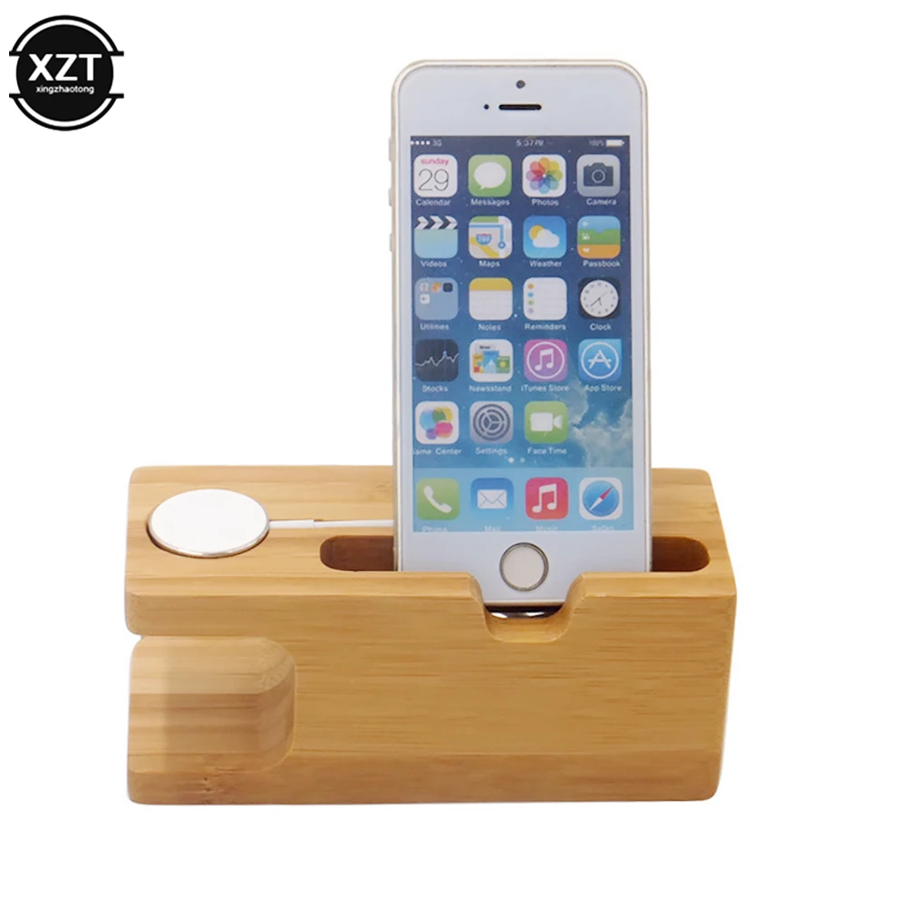 in Charging Dock Station Bamboo Base Charger Holder For Apple