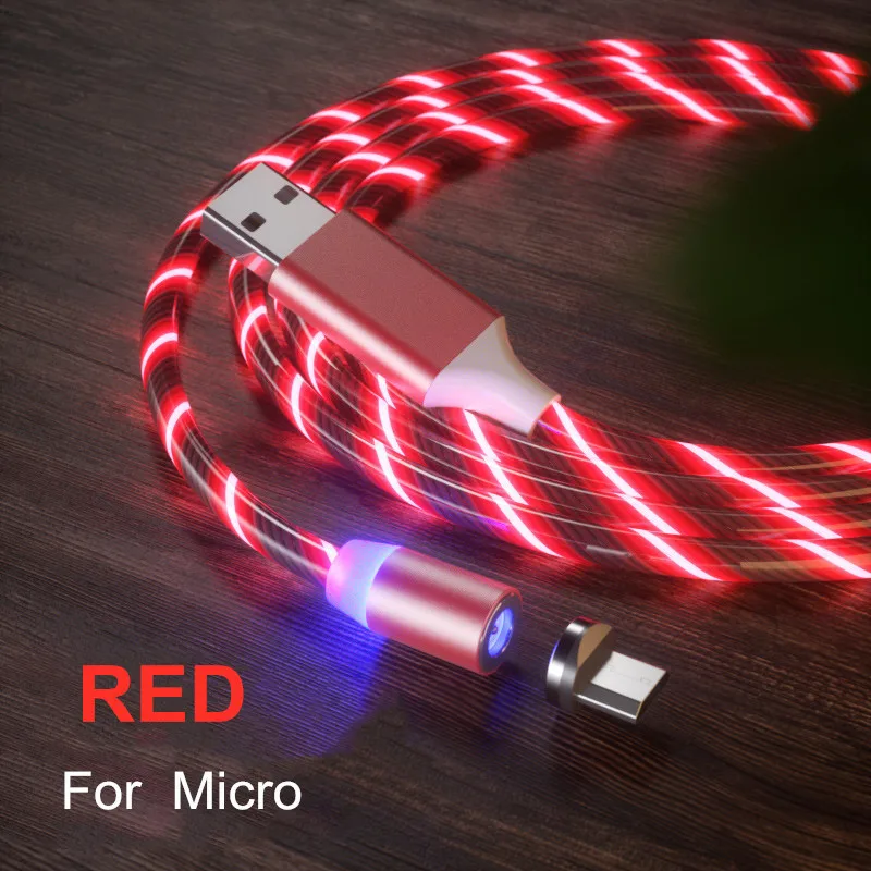 Red for Micro Vanniso 2 м магнит микро Usb кабель зарядный провод для iphone X 11 Xiaomi mi8 9t redmi note 7 samsung type C зарядное устройство светящийся шнур - Цвет: Red for Micro
