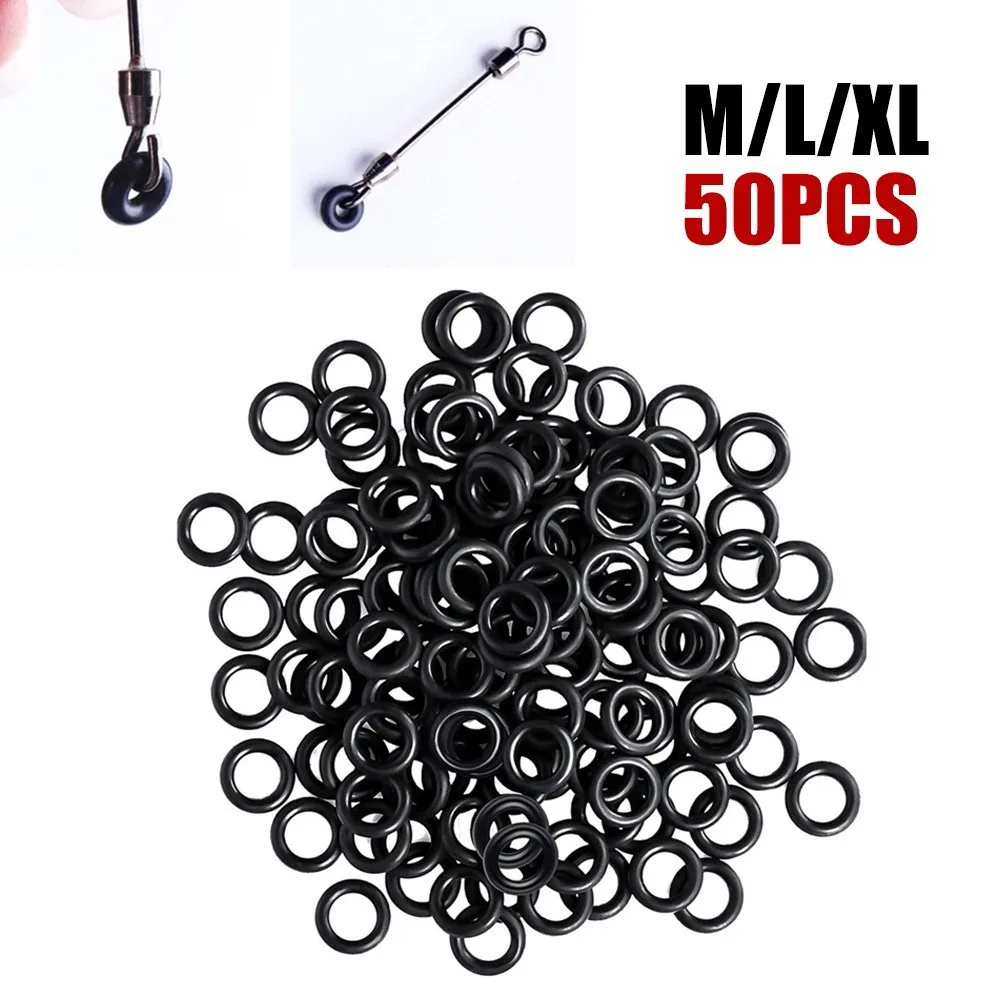 50pcs Fishing O-Ring M/L/XL Silicone Black Wacky Worm Rig Accessories For Soft Baits Lure Tackle Part | Спорт и развлечения