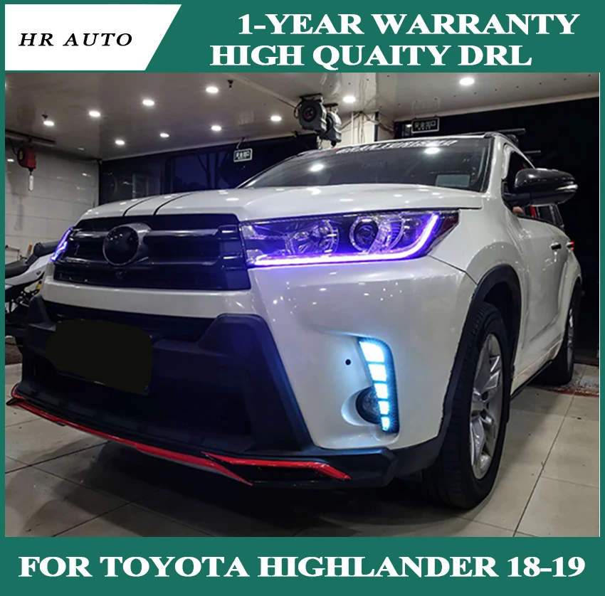 

For Toyota Highlander 2018 2019 2pcs Car LED DRL daytime running light DRL lamp emark waterproof 12 LED 1pair/lot