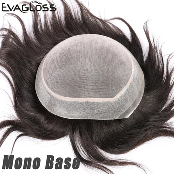 

EVAGLOSS 100% Human Hair Toupee For Men Mono Lace With NPU Size 8x10 Straight Hair Unit Male Wig Replacement System Men's Wig