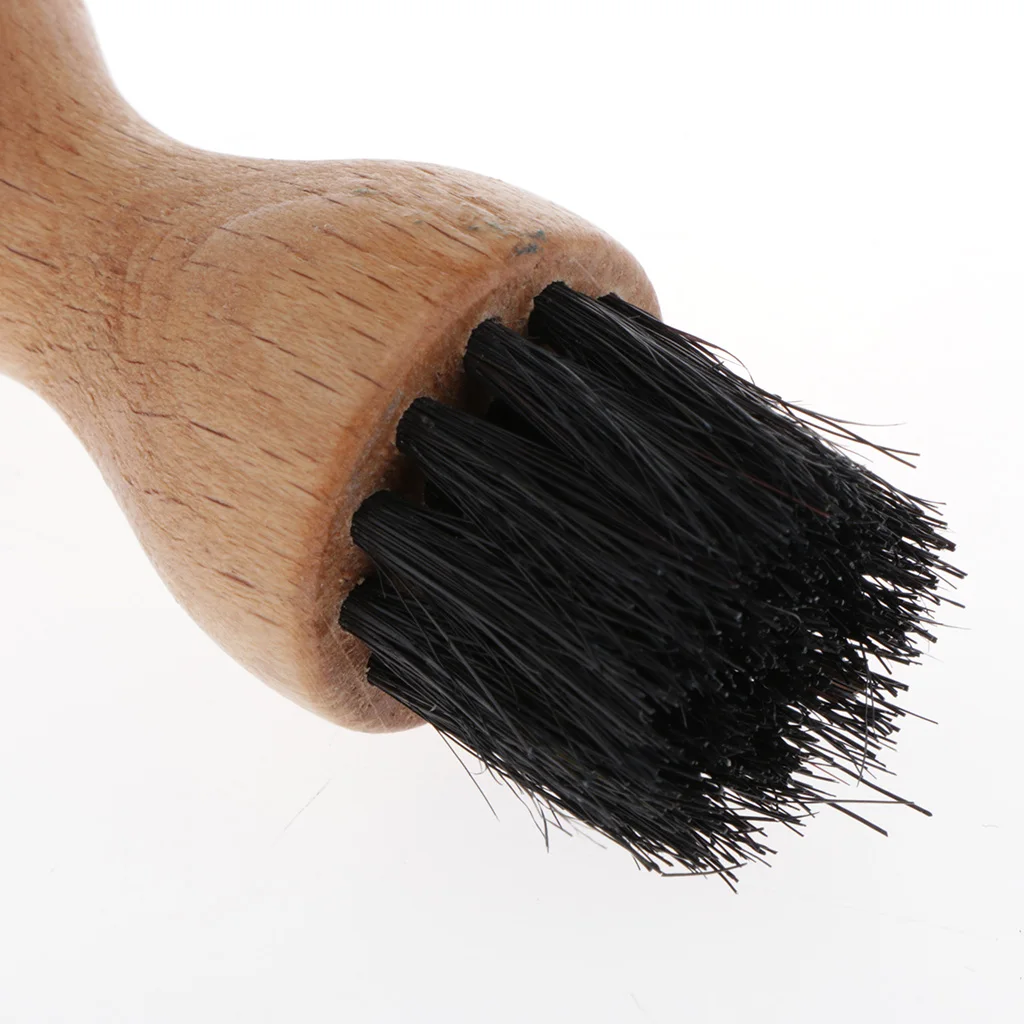 Natural Pig Hair Buffing Brush Wood Handle Polish Applicator For Shoes Boots