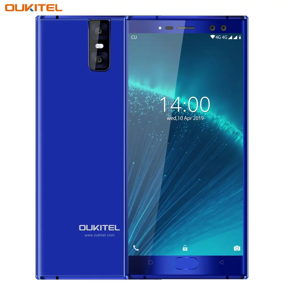 Мобильный телефон Oukitel K3 Pro, Восьмиядерный процессор MT6763, 4 ГБ, 64 ГБ, 5,5 дюйма, двойной экран 2.5D, 6000 мА/ч, 4 камеры 13 МП+ 2 МП, 9 В/2 А, Smart Face ID - Цвет: Blue